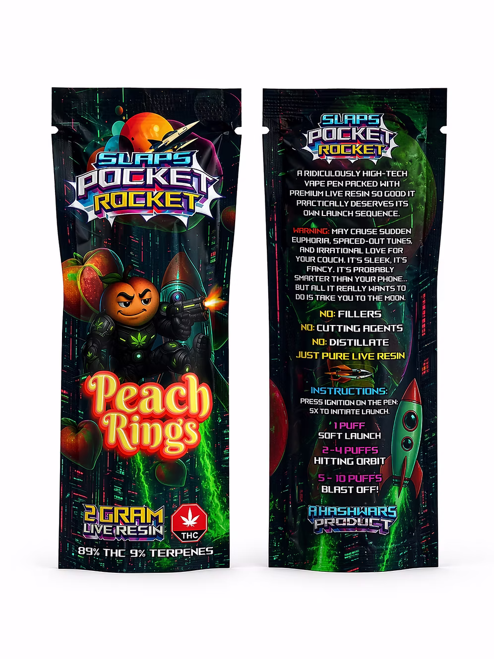 heavenpeak.com | VapesSlaps Pocket Rocket – Peach Rings (2G Live Resin Vape)